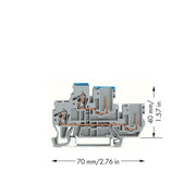 WAGO - Durchgangs-Reihenklemme 1Leiter/1PinDoppelstockkl. 870-103 2,5 mm²,grau − 50 Stück