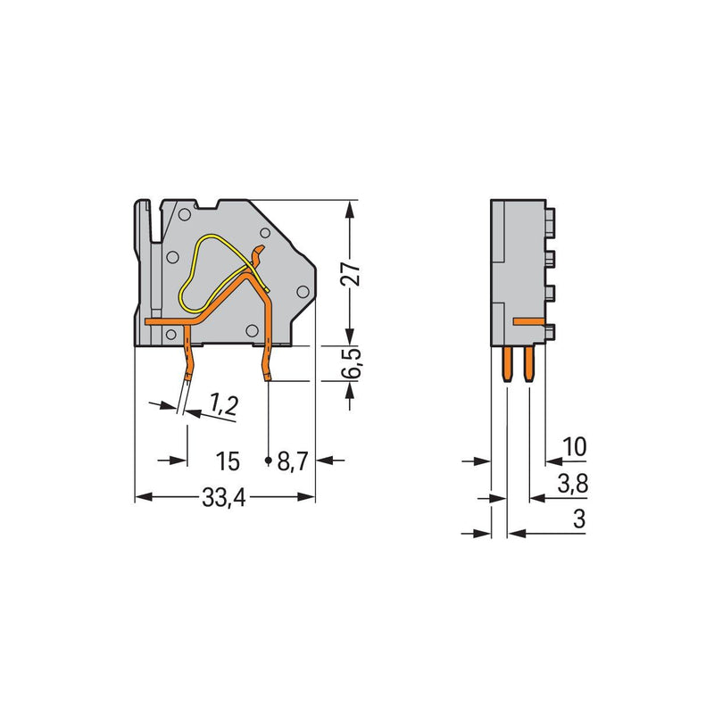 WAGO - Leiterplattenklemme Anreihbare Leiterplattenk. 745-858/006-000 16mm² − 100 Stück