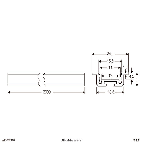 EVN Lichttechnik - Mechanisches Zubehör/Ersatzteile für Leuchten Alu-Profil APXST300 300cm-Alu eloxiert