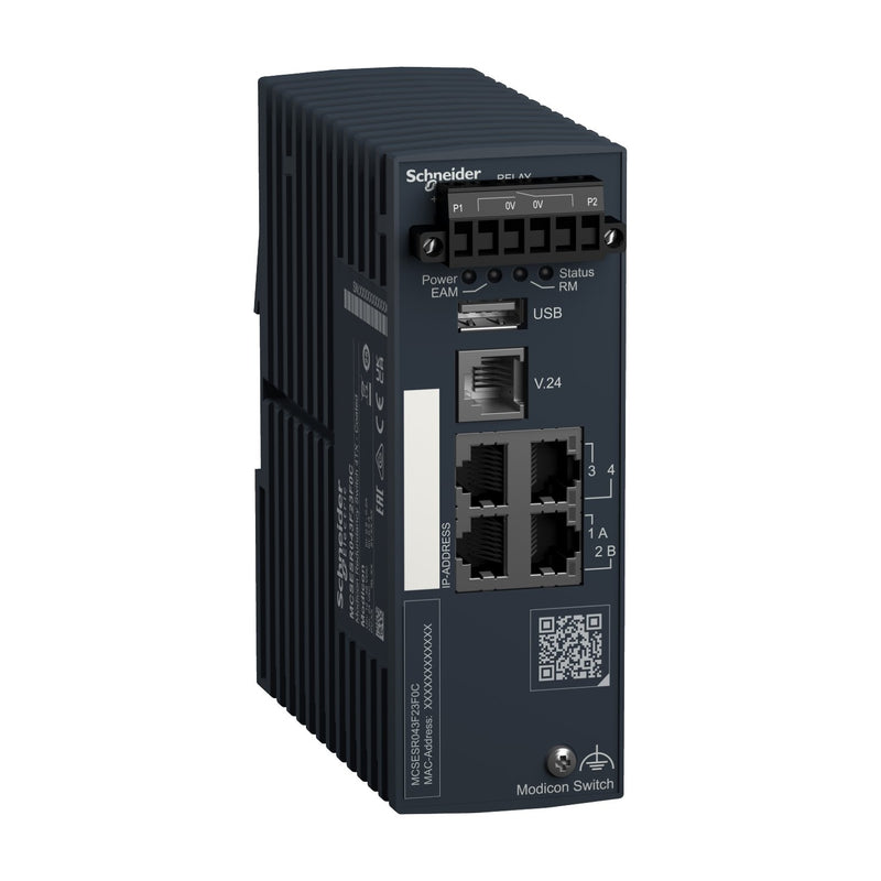 Schneider Electric - Netzwerk Switch Modicon Red. Switch MCSESR043F23F0C 4Tx C.Coated
