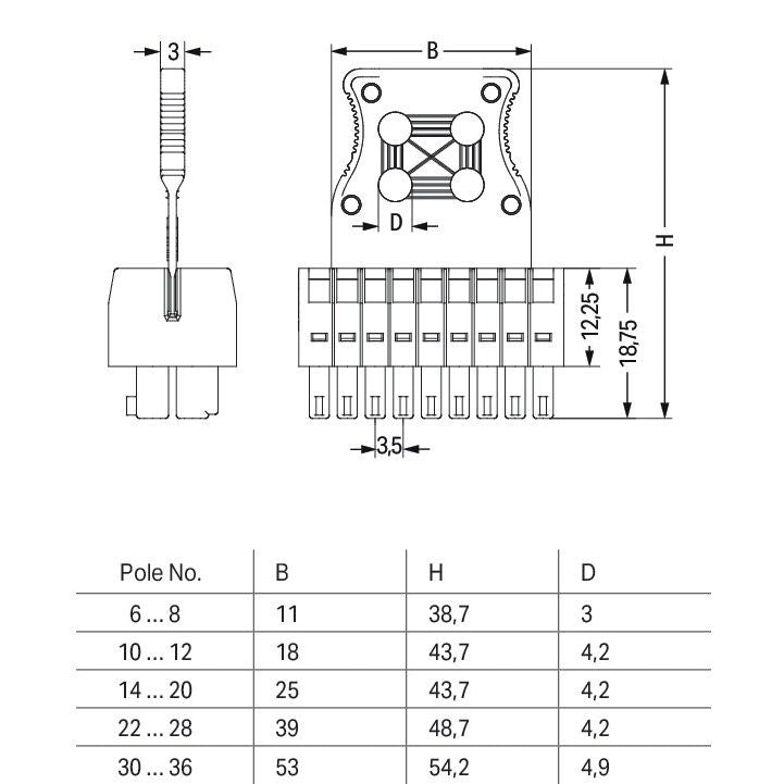 WAGO - Ein- und mehrpolige Klemmenleiste 1-LeiterFederleiste2reihig 713-1113/037-9037/03 CAGECLAMP 1,5mm²,sw − 25 Stück