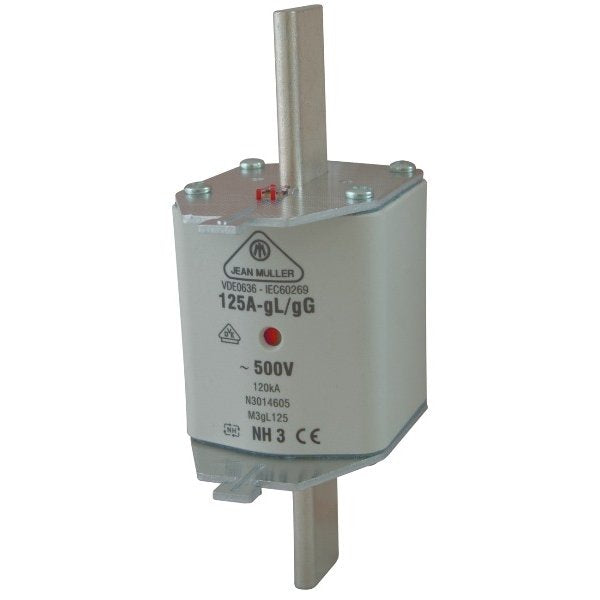 Müller - Messersicherung NH-Sicherungseinsatz N3016605 gG 500V 500A M3GL500 − 3 Stück