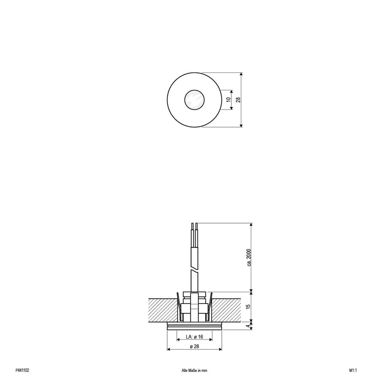 EVN Lichttechnik - Downlight/Strahler/Flutlicht P-LED Einbaulichtpunkt P 441102 eds 350mA 1W 3000K IP44