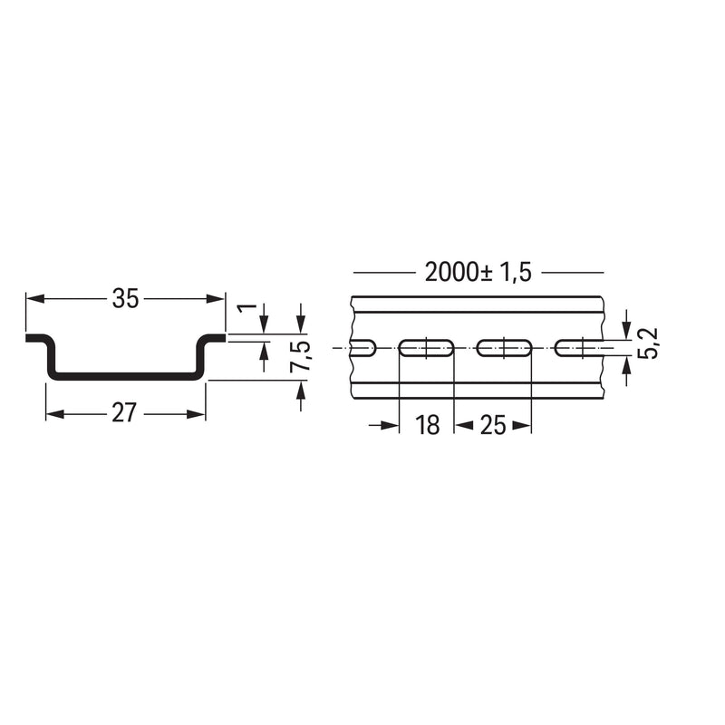 WAGO - Tragschiene Stahltragschiene 35x7,5mm 210-115 silberfarben
