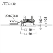 Zumtobel Group - Downlight/Strahler/Flutlicht LED - Deckeneinbauleuchte PANOS EVO #60816079 Q140L 840 LDO AL WH