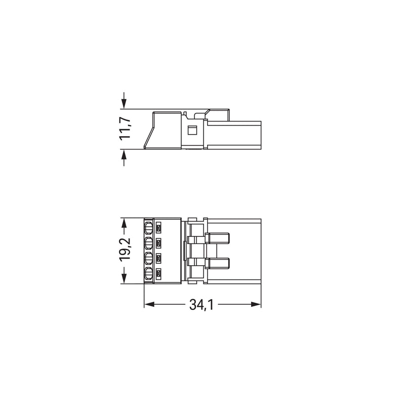 WAGO - Steckverbinder für steckbare Gebäudeinstallation Stecker 4-polig 890-274/072-000 hellgrün − 50 Stück