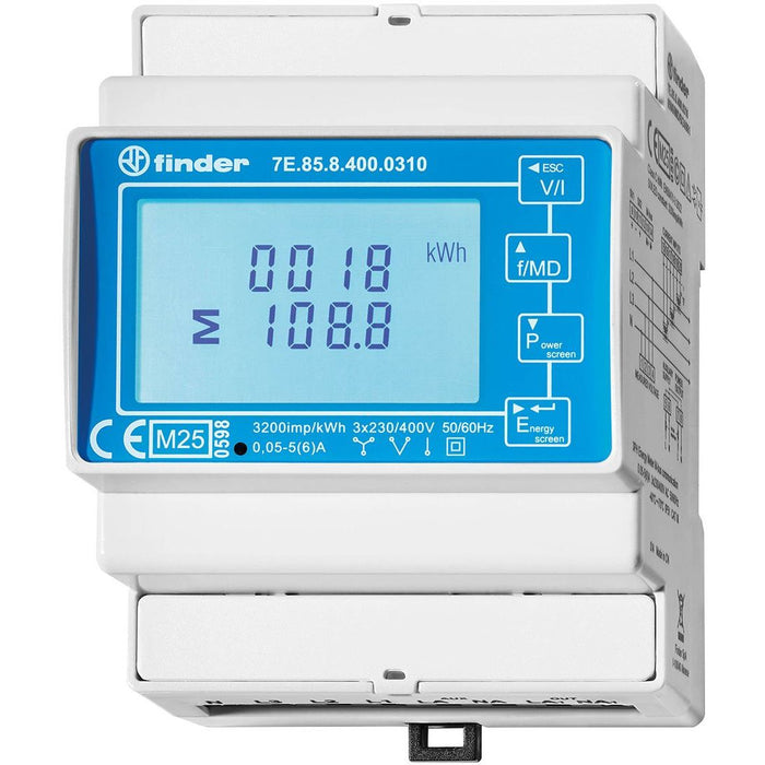 Finder - Zubehör/Ersatzteile für Niederspannungs-Schalttechnik Wandlerzähler 7E.85.8.400.0312 S0, MID, 2 Tarife  − 1 Stück
