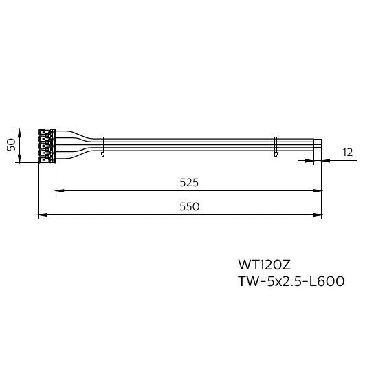 Philips Lighting - Elektrisches Zubehör/Ersatzteile für Leuchten Durchgangsverdrahtung WT120#75516199(VE10) DV 5x2.5-L600