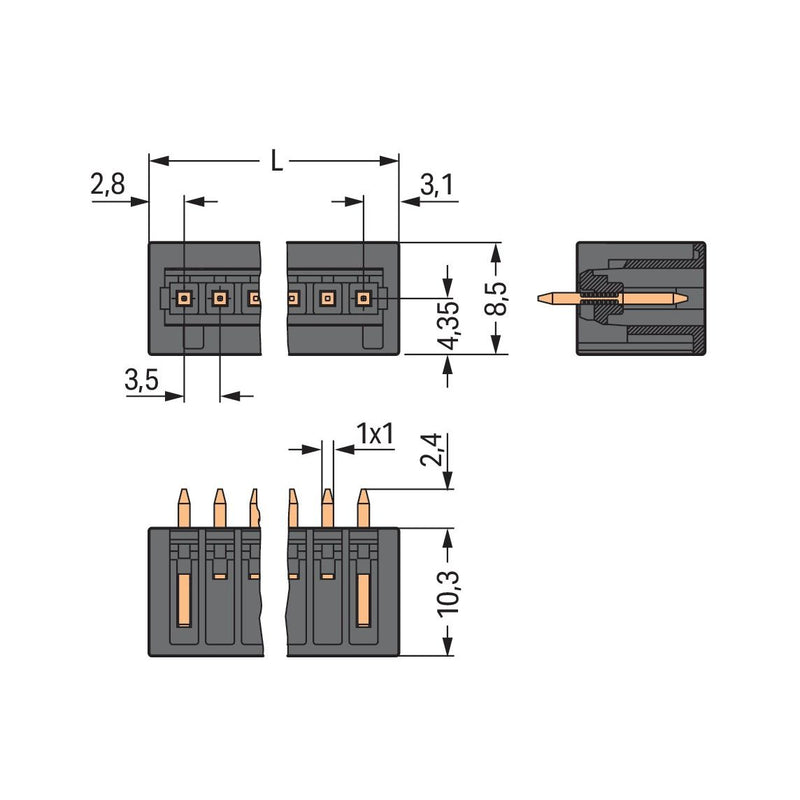 WAGO - Leiterplattensteckverbinder Stiftleiste 734-134/105-604 4p 3,5mm Reflow − 200 Stück