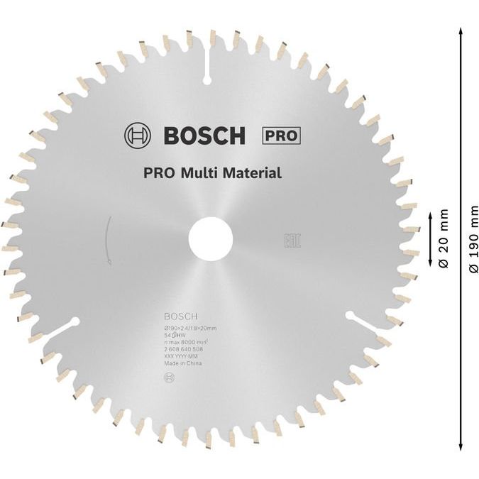 Bosch - Kreissägeblatt PRO Multi Material 2608640508 Kreissägeblatt 190 x