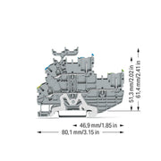 WAGO - Schutzleiter-Reihenklemme 1Leiter/1PinDoppelstockkl. 2020-2247 PE/N,grau − 50 Stück