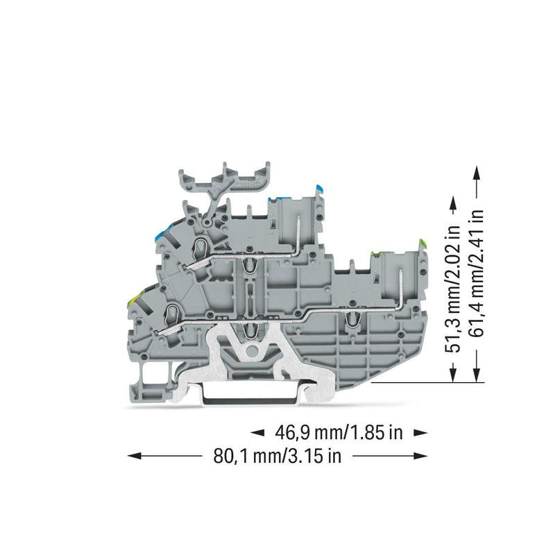 WAGO - Schutzleiter-Reihenklemme 1Leiter/1PinDoppelstockkl. 2020-2247 PE/N,grau − 50 Stück