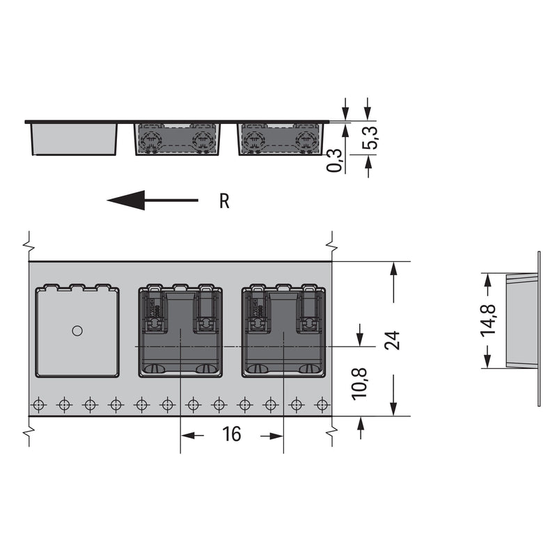 WAGO - Ein- und mehrpolige Klemmenleiste SMD-Leiterplattenklemme 2060-872/998-404 0,75 mm²,schwarz − 6750 Stück