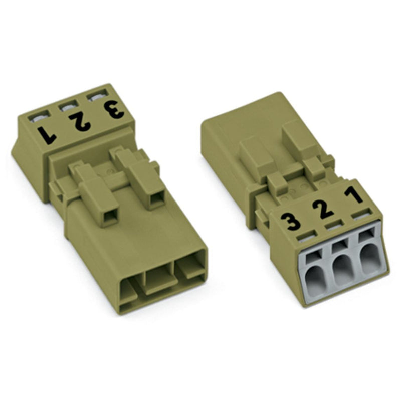 WAGO - Steckverbinder für steckbare Gebäudeinstallation Stecker 3-polig 890-273 Kod. B,hellgrün − 50 Stück