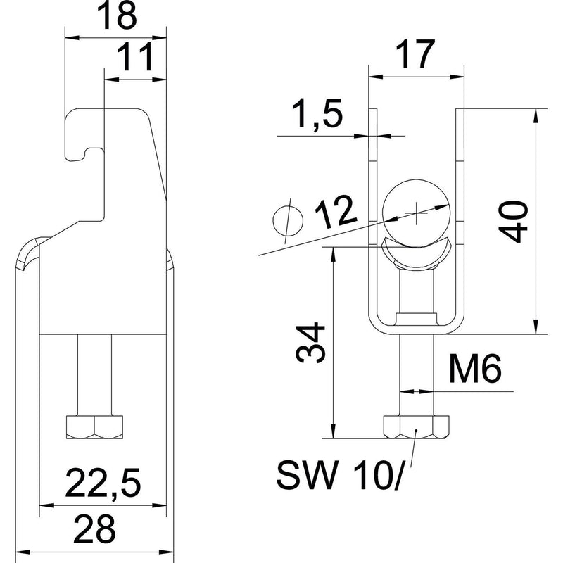 OBO Bettermann - Bügelschelle BS-U1-M-12 FT 08-12mm − 100 Stück