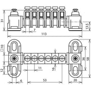 DEHN - Potentialausgleich-Schiene Potentialausgleichschiene PAS 6RK OH 6x2,5-25 (Mini)