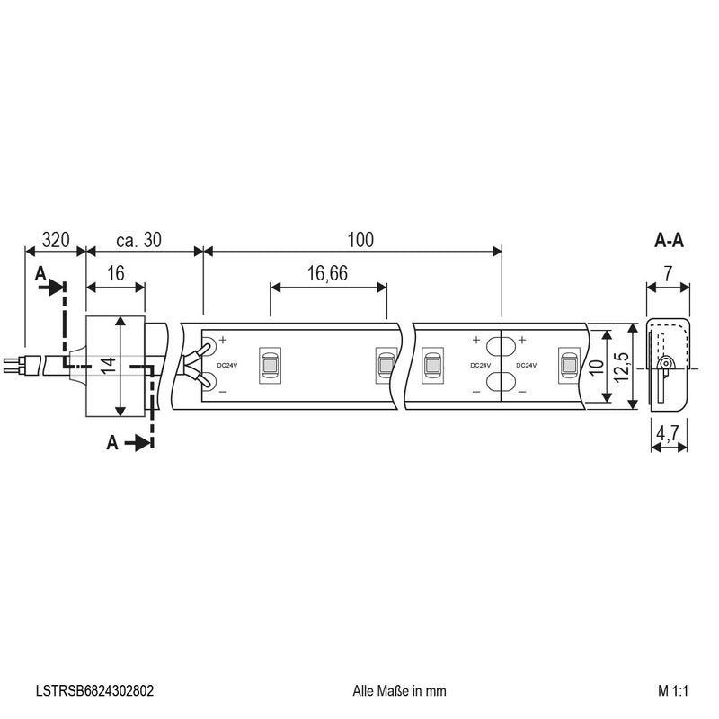 EVN Lichttechnik - Lichtschlauch/-band LED-Strip LSTRSB6824302802 5m 3000K 24V/DC IP68