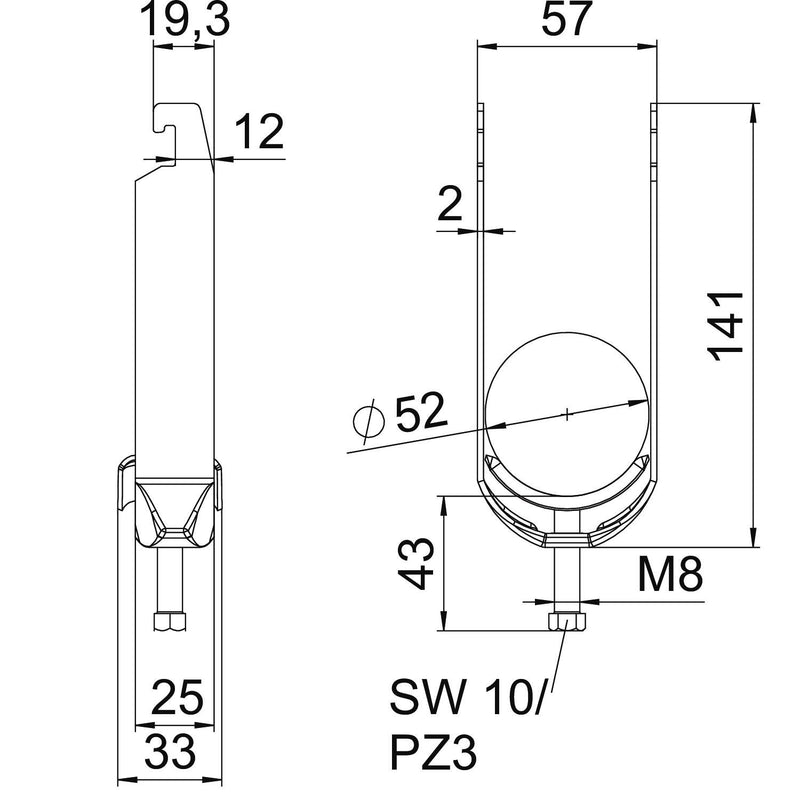 OBO Bettermann - Bügelschelle BS-U2-M-52 FT 2-fach − 50 Stück