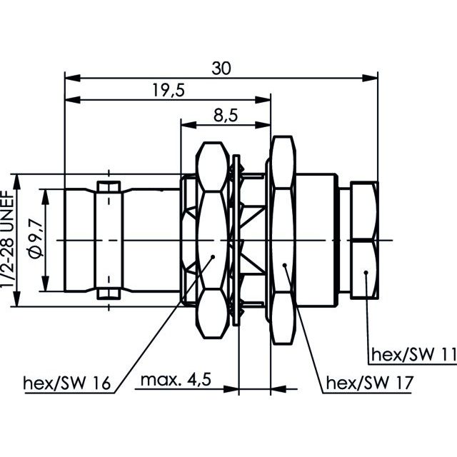 Telegärtner - Koax-Steckverbinder BNC Kabeleinbaubuchse 100023554 UG-910B/U MIL/75 Ohm