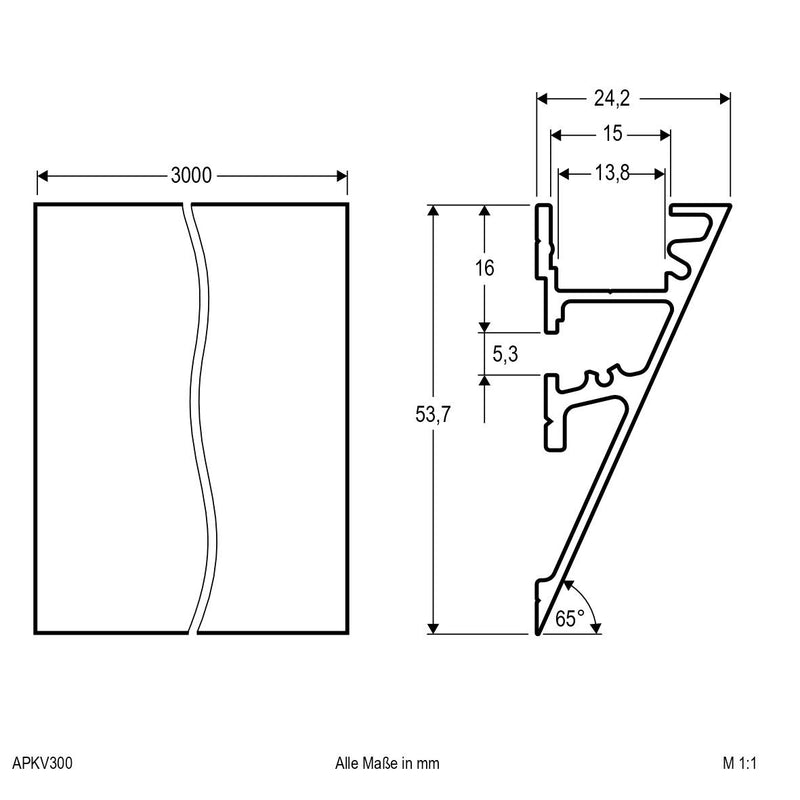 EVN Lichttechnik - Mechanisches Zubehör/Ersatzteile für Leuchten Aluminiumprofil 3m APKV300