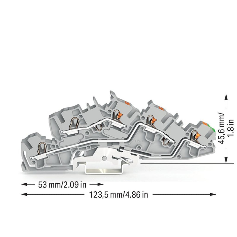 WAGO - Installations-Etagenklemme Installationsetagenklemme 2205-7545 4 mm² Hybrid − 50 Stück