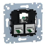 Merten - Kommunikationsanschlussdose Kupfer Tragplatte 2fach MEG4576-0022 m. RJ45 Cat6A STP
