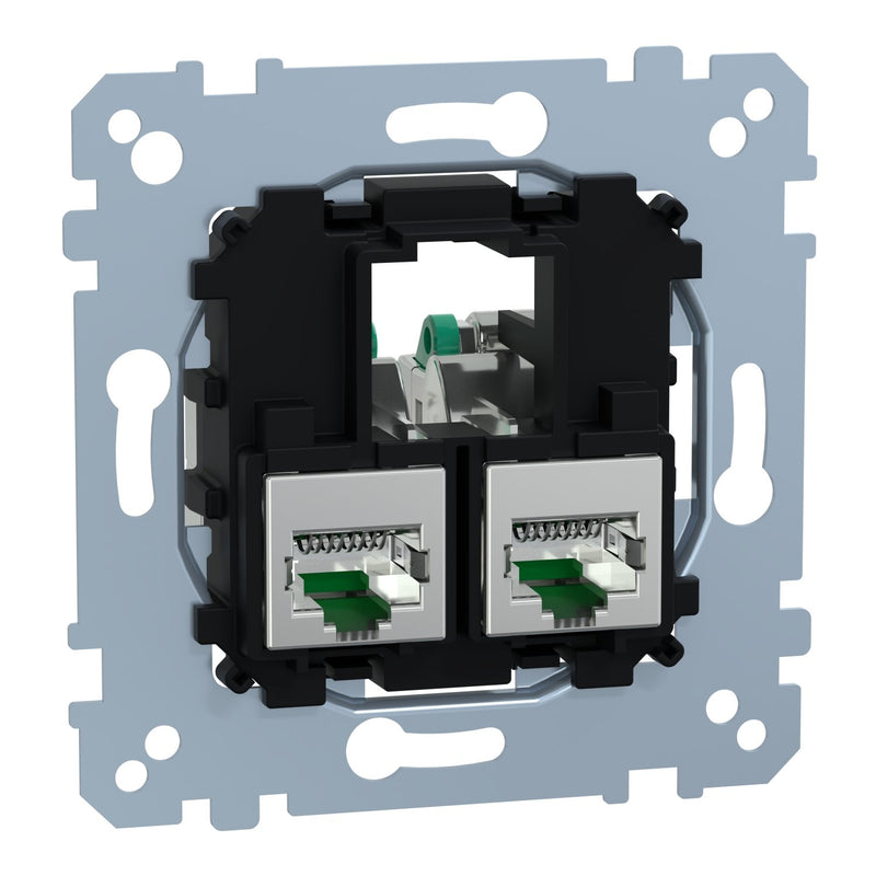 Merten - Kommunikationsanschlussdose Kupfer Tragplatte 2fach MEG4576-0022 m. RJ45 Cat6A STP