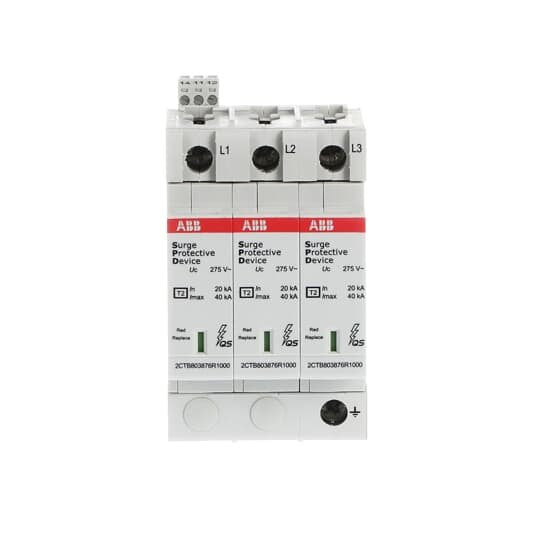 ABB Stotz S&J - Überspannungsableiter für Energietechnik/Stromversorgung Überspannungsschutz Typ2 OVRT23L40-275P TS QS TN-C 3 20kA