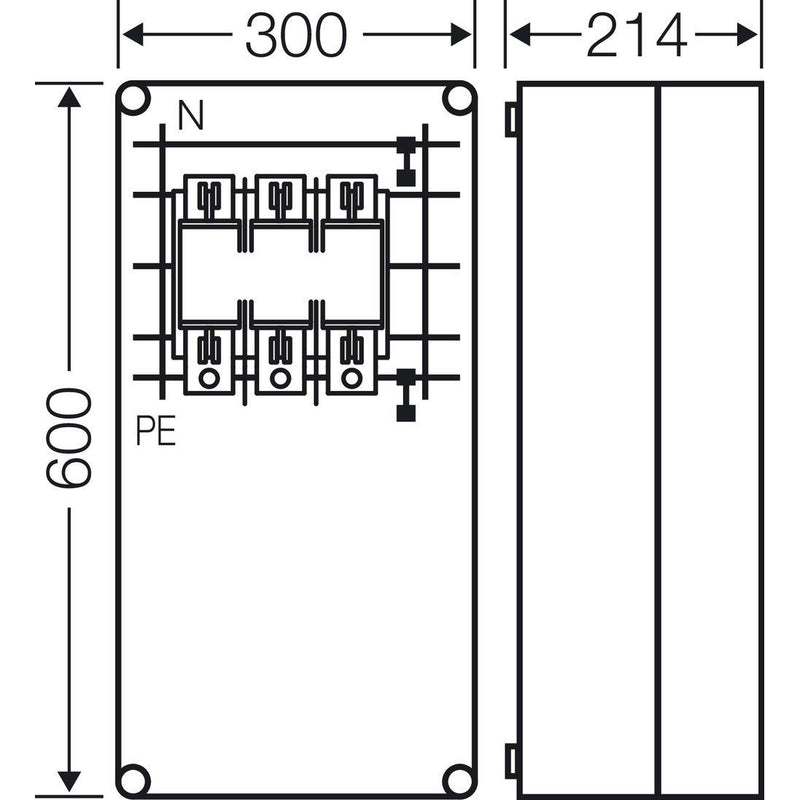 Hensel - Sicherungskasten NH-Sicherungsgehäuse Mi 6477 NH2, 630A