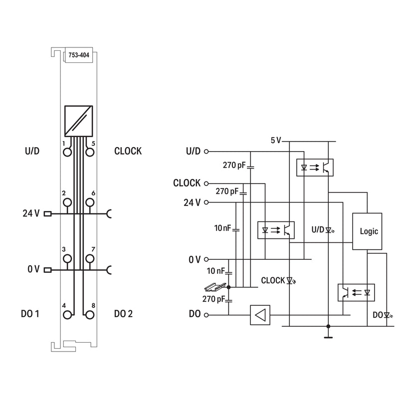 WAGO - Feldbus, Dez. Peripherie - Funktions-/Technologie-Modul Vor-/Rückwärtszähler 753-404 lichtgrau