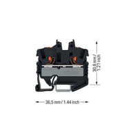 WAGO - Durchgangs-Reihenklemme 2-LeiterMini-Durchgangskl. 2252-1205 Drücker,2,5 mm²,sw − 100 Stück