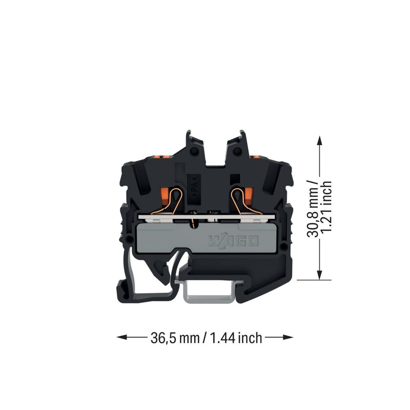 WAGO - Durchgangs-Reihenklemme 2-LeiterMini-Durchgangskl. 2252-1205 Drücker,2,5 mm²,sw − 100 Stück