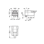 WAGO - Leiterplattensteckverbinder Stecker für Leiterplatten 890-873/011-000 3-polig,hellgrün − 100 Stück