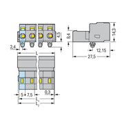 WAGO - Kabelsteckverbinder für Leiterplattensteckverbinder 1-Leiter-Stiftleiste 731-606/018-000 CAGECLAMP,2,5mm²,gr − 50 Stück