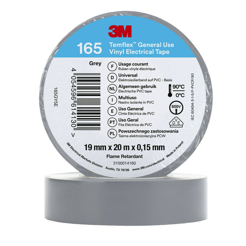 3M - Klebeband PVC Elektro-Isolierband Temflex165 gr 19X20 165GY5E