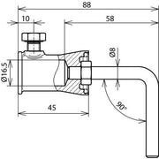 DEHN - Zubehör/Ersatzteile für Erdung und Blitzschutz Befestigungs-Adapter BA90 RD8 BB16 V2A ZG 90 Grad NIRO