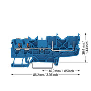 WAGO - Durchgangs-Reihenklemme 2-Leiter/2-Pin-Basisklemme 2222-1404 Drücker,2,5 mm²,bl − 50 Stück