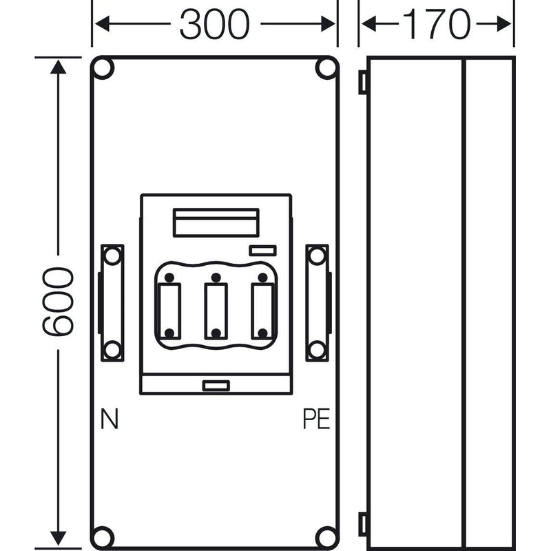 Hensel - Sicherungslasttrennschalter mit Gehäuse Sicherungsgehäuse Mi 5451 1xNH1 3p. 250A+PE+N