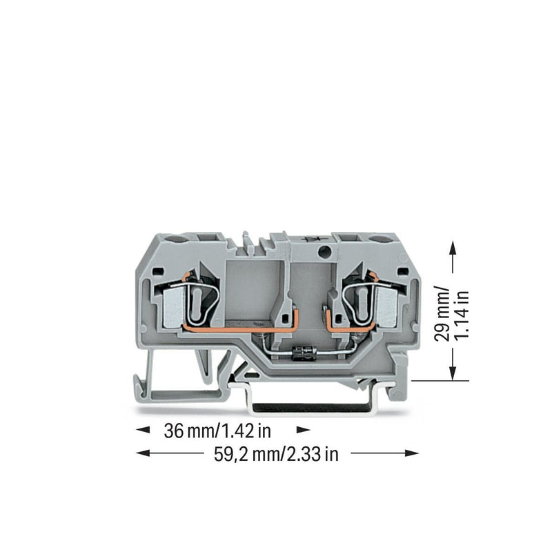 WAGO - Bauelement-Reihenklemme Bauelementklemme 281-915/281-410 Diode 1N4007,grau − 50 Stück