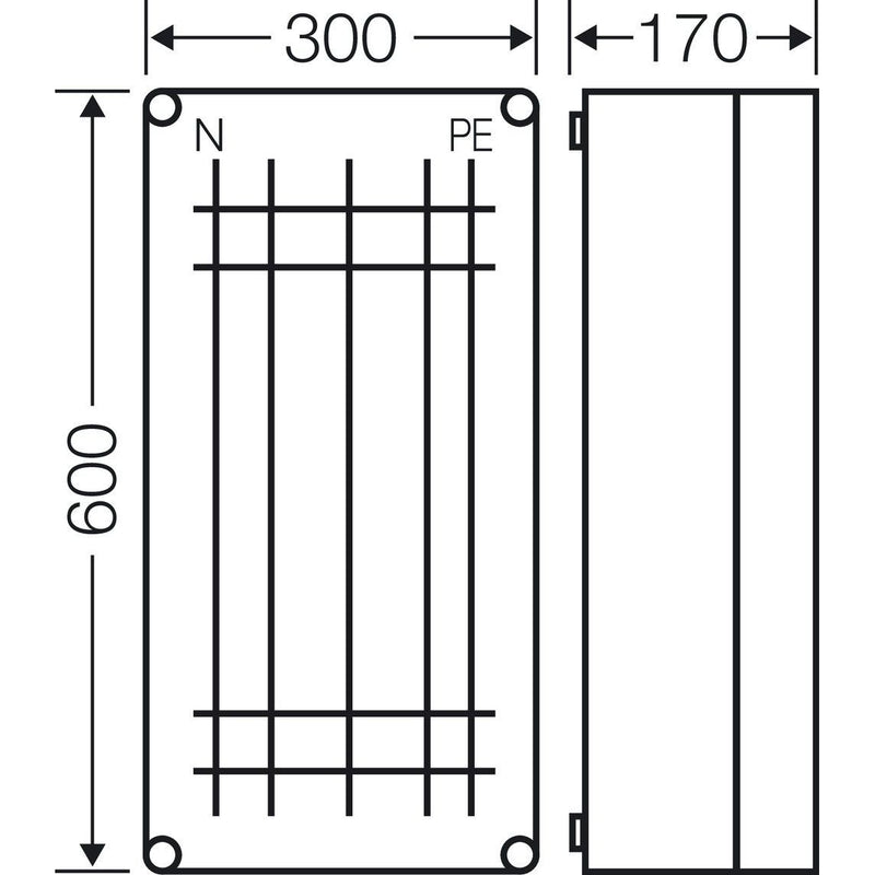Hensel - Sammelschienengehäuse Mi-Wandlergehäuse Mi 2448 600x300mm 630A, 5p