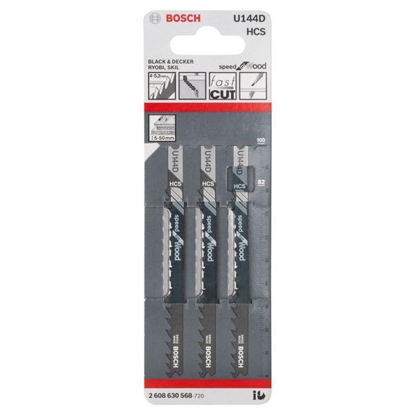 Bosch - Stichsägeblatt U 144 D 2608630568 Speed for Wood − 3 Packung