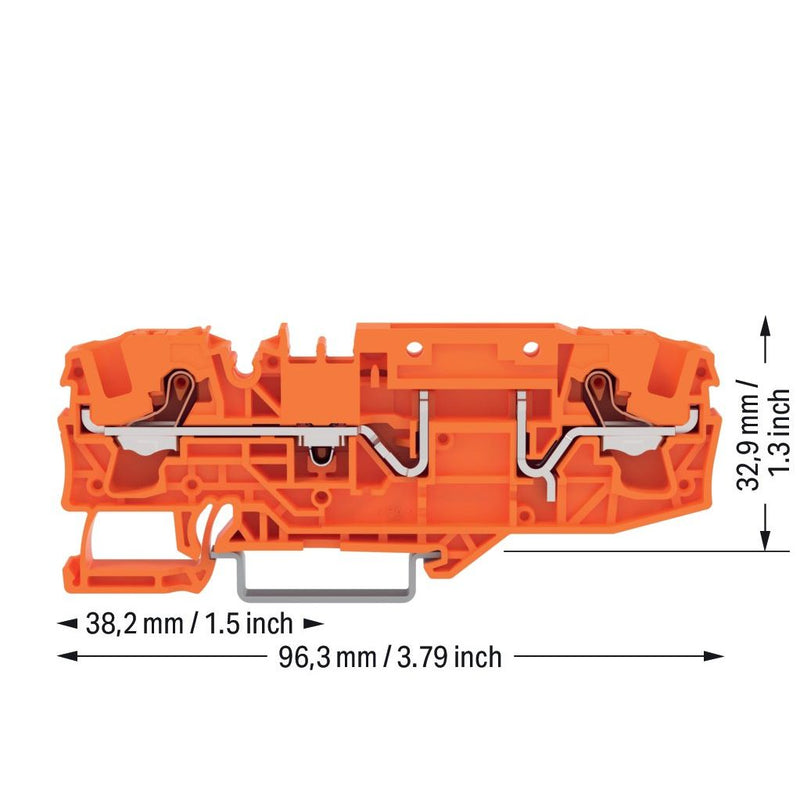 WAGO - Durchgangs-Reihenklemme 2-Leiter-Basisklemme 2206-1662 35x15 und 35x7,5,or − 25 Stück