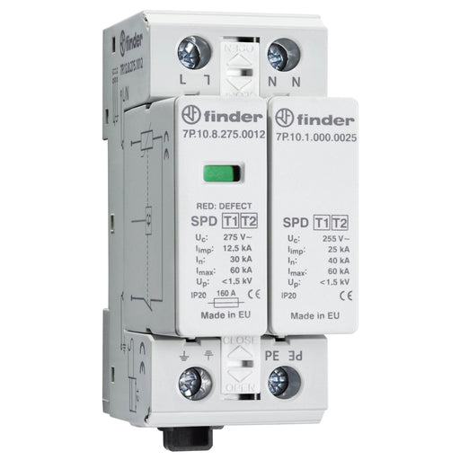 Finder - Kombi-Ableiter für Energietechnik Überspannungsableiter 7P.12.8.275.1012 Typ 1, Varistor − 1 Stück by Finder
