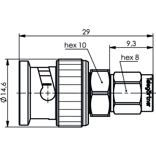 Telegärtner - Koax-Kupplung Adapter BNC-SMA (M-M) 100023638 − 5 Stück