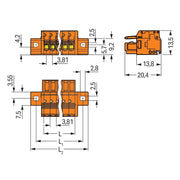 WAGO - Kabelsteckverbinder für Leiterplattensteckverbinder 1-Leiter-Federleiste 2734-205/031-000 Push-inCAGECLAMP,or − 50 Stück