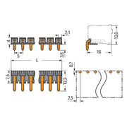 WAGO - Leiterplattensteckverbinder THT-Stiftleiste Lötstift 2092-1726 1,4mm,abgewinkelt,sw − 300 Stück
