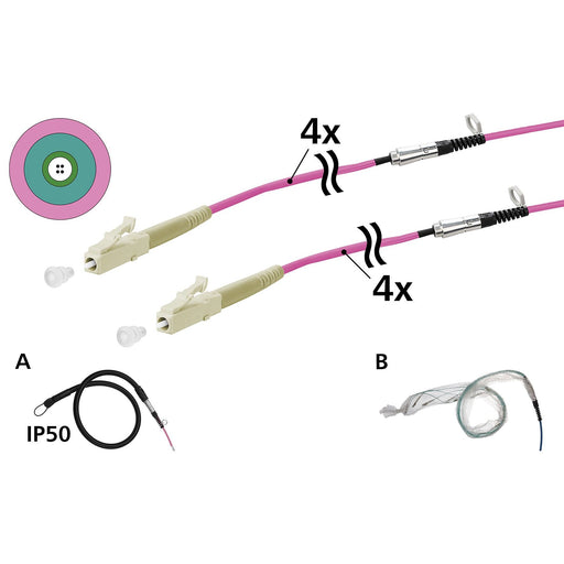 Metz Connect - System-Patchkabel LWL OpDAT VIK Universalkabel 152U047JJ5075G 4xOM4, LC-LC, 75 m