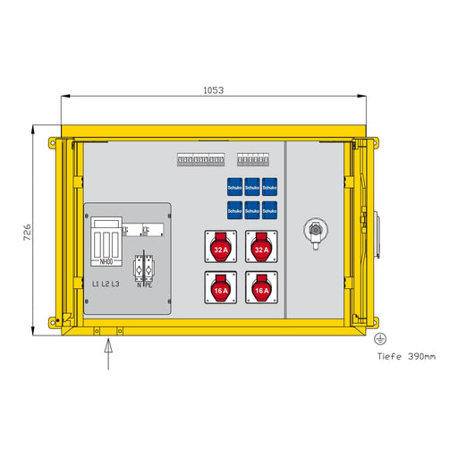 Walther Werke - Baustromverteiler Aufputzverteiler WAP0515 44kVA, 2 RCDs TypA