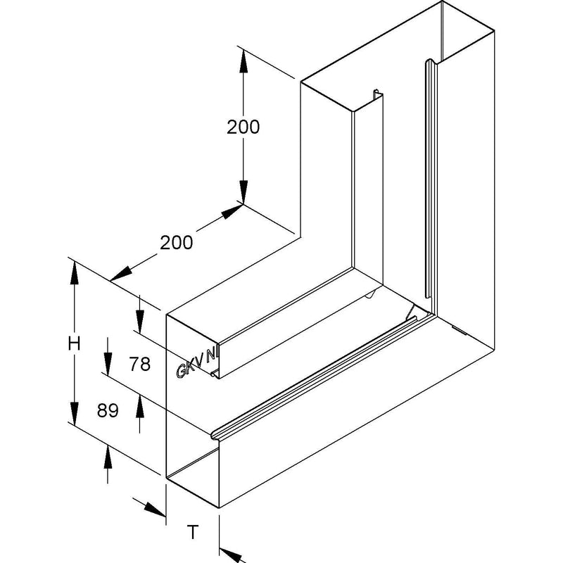 Niedax - Flachwinkel für Geräteeinbaukanal GK-Vertikaleck 90Gr. GKVO 213A78T80 WA 213x80mm