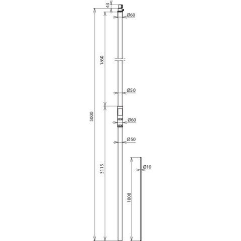 DEHN - Zubehör/Ersatzteile für Erdung und Blitzschutz Stützrohr SRD505000FSP #105565 D 50mm L 5000mm